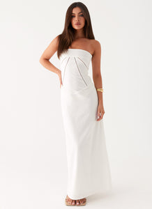 Womens Cerisa Linen Maxi Dress in the colour White in front of a light grey background