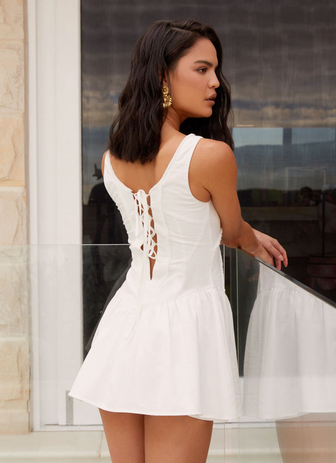 Mollie Linen Mini Dress - White