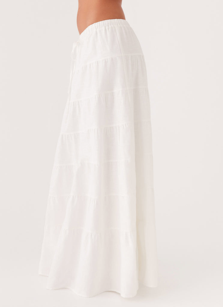 Mariella Linen Maxi Skirt - White