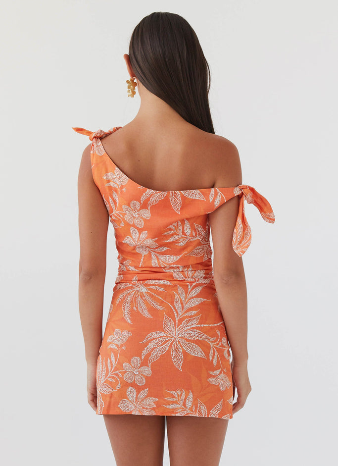Amazonia Linen Mini Dress - Tropic Sunset