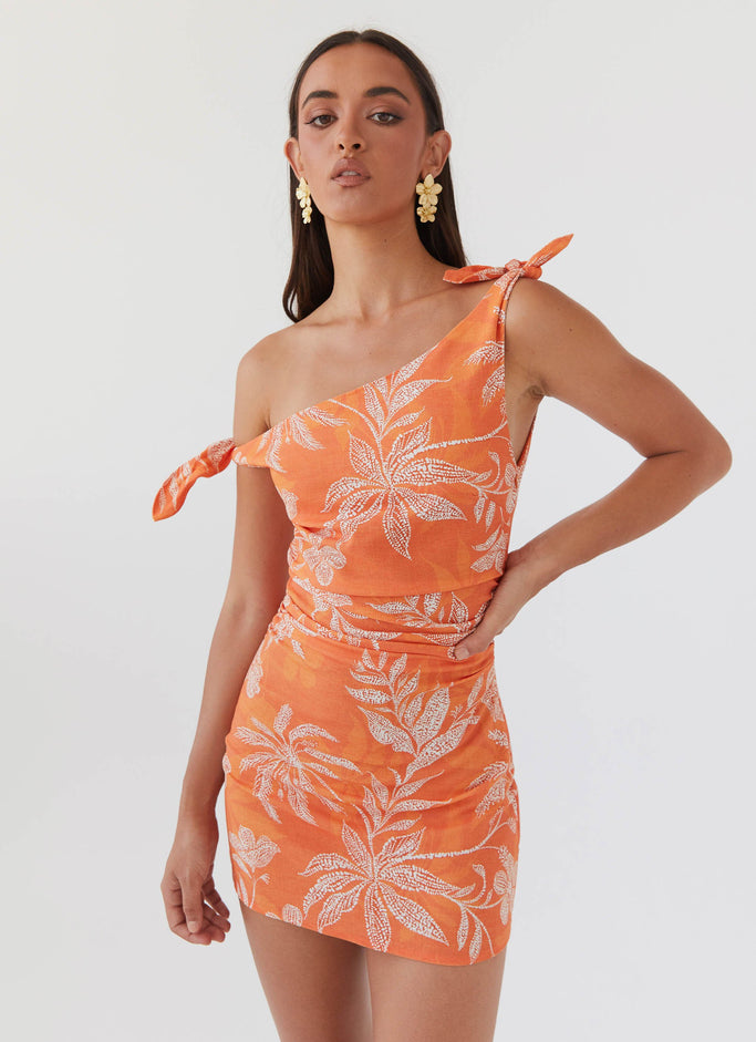 Amazonia Linen Mini Dress - Tropic Sunset