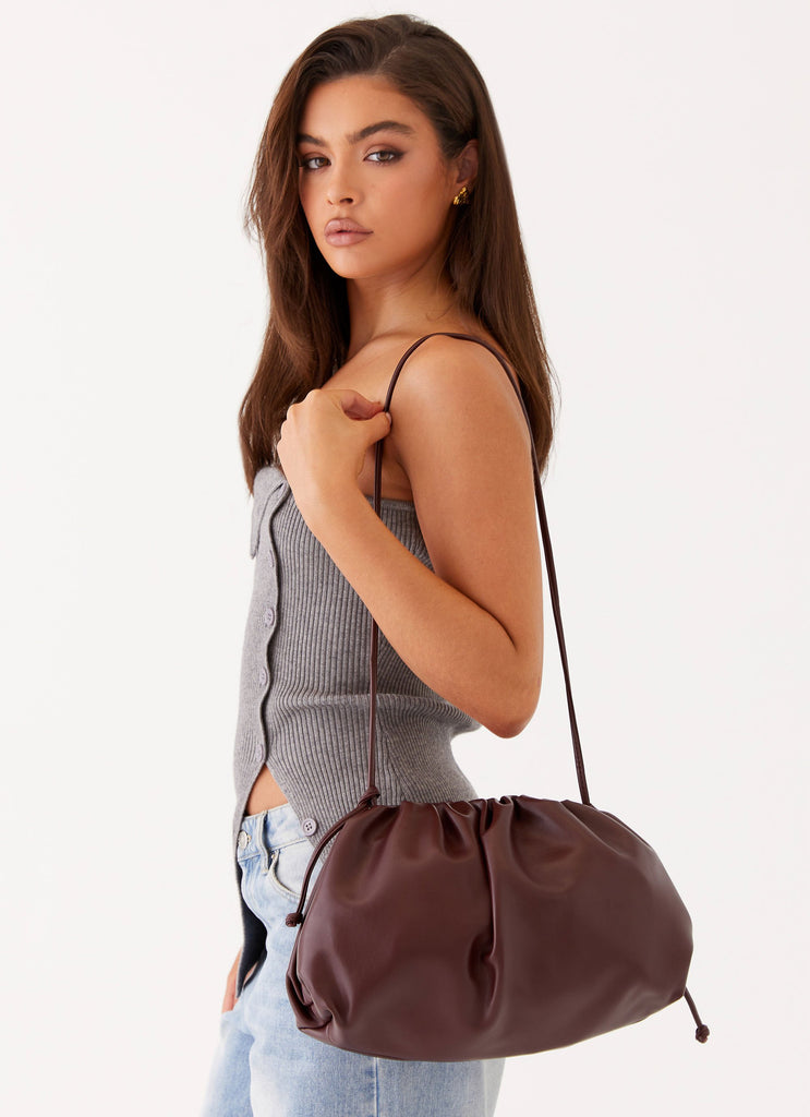 Womens Garcia Bag in the colour Wine Red in front of a light grey background