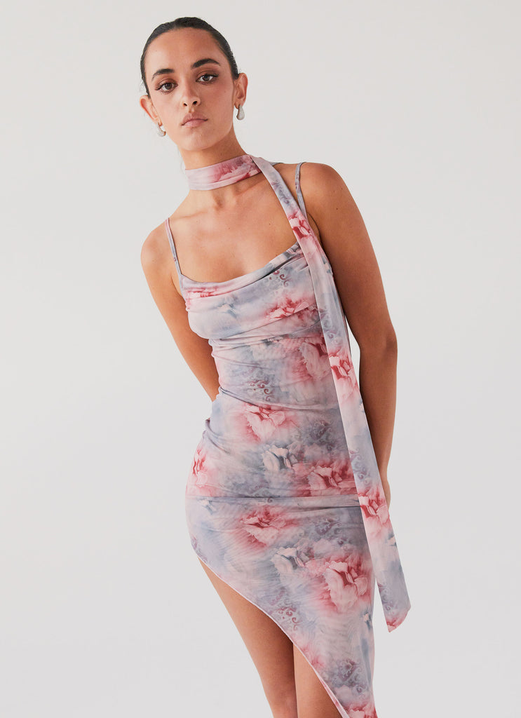 Womens In Your Dreams Midi Dress in the colour Chantilly Floral in front of a light grey background