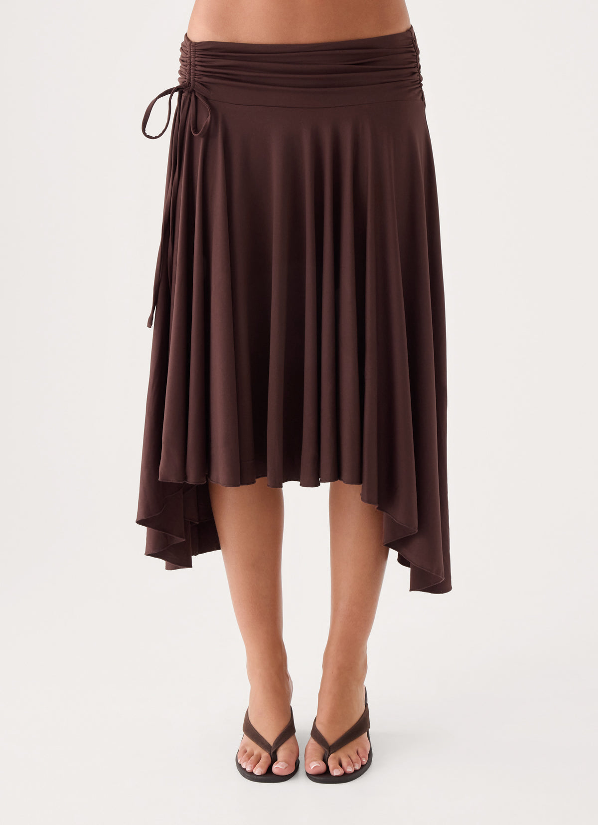 Perrie Asymmetrical Midi Skirt - Chocolate