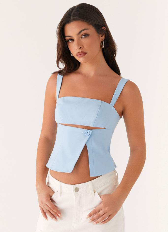 Pia Cut Out Top - Pastel Blue