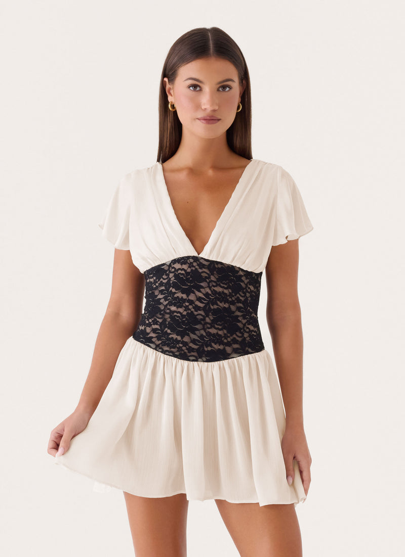 Poppie Lace Mini Dress - Ivory