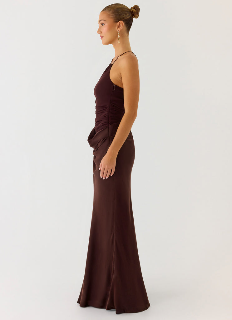 Pristin Cupro Maxi Dress - Cool Chocolate