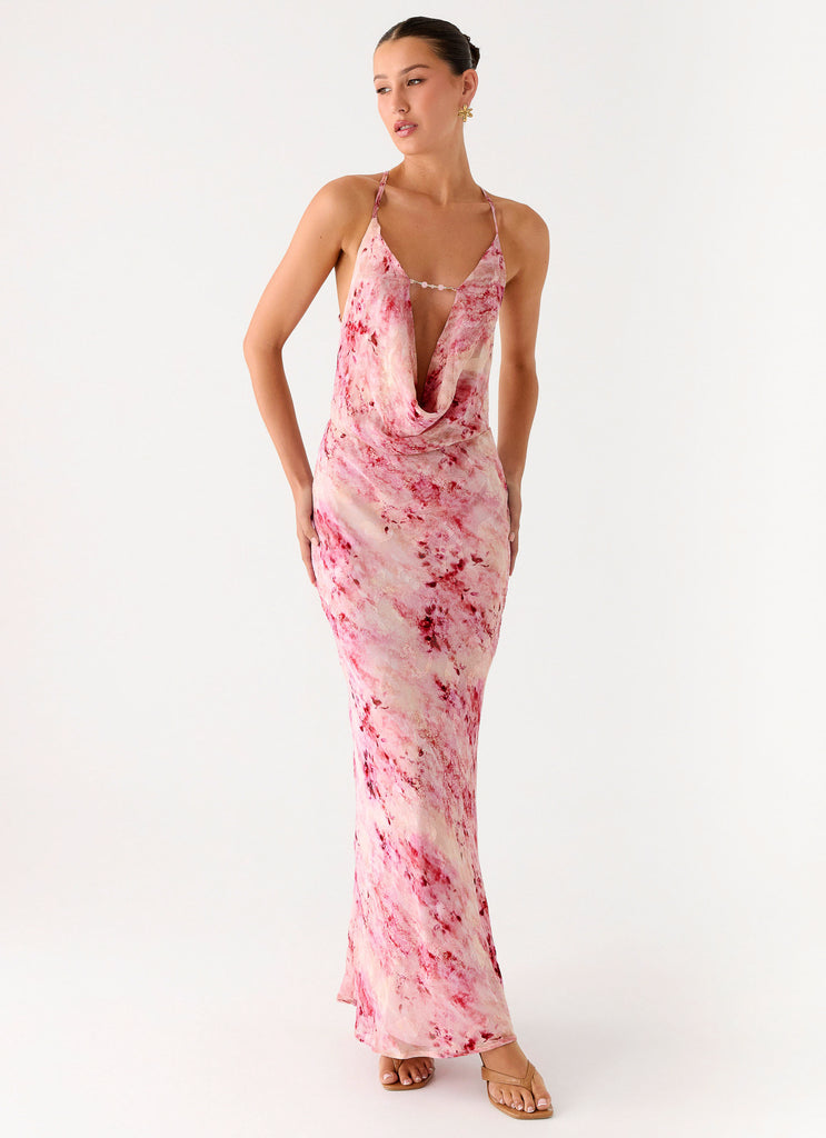 Pure Heart Cowl Maxi Dress - Pink
