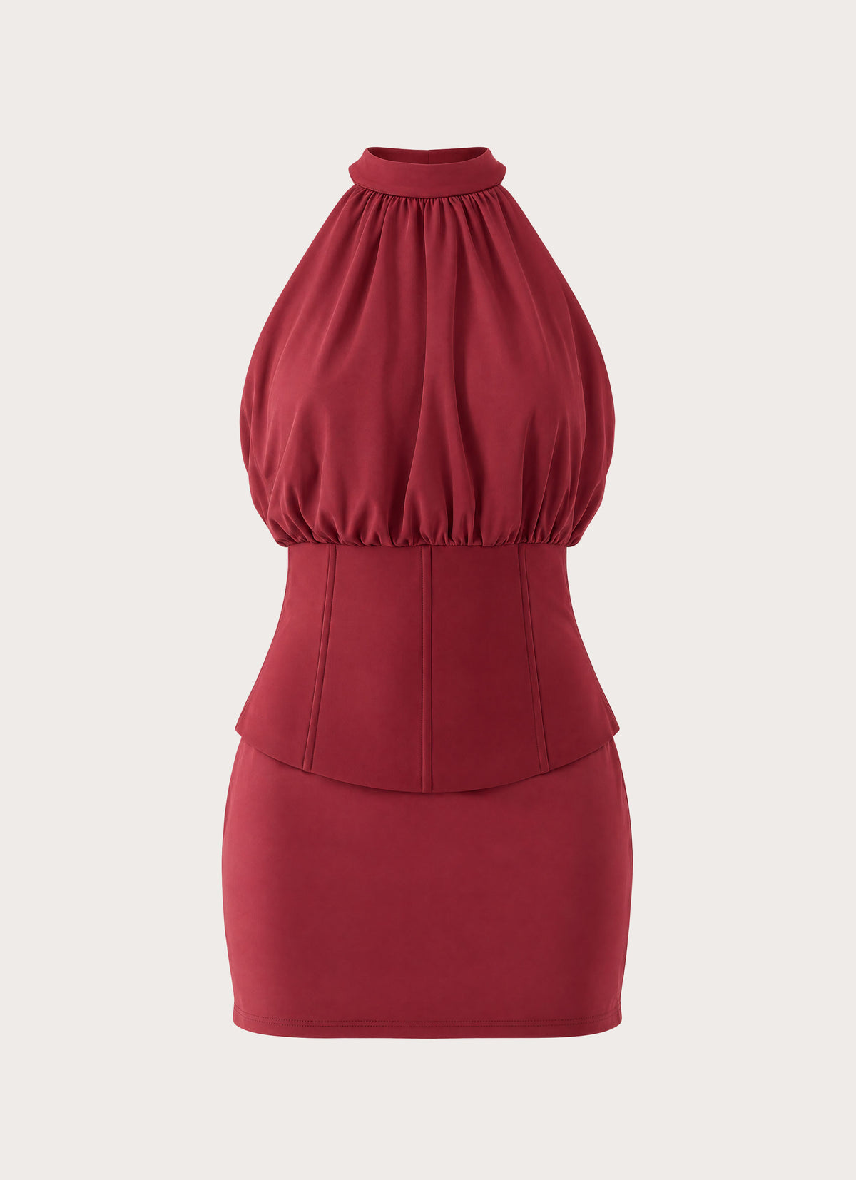 Rachelle Halter Mini Dress - Maroon