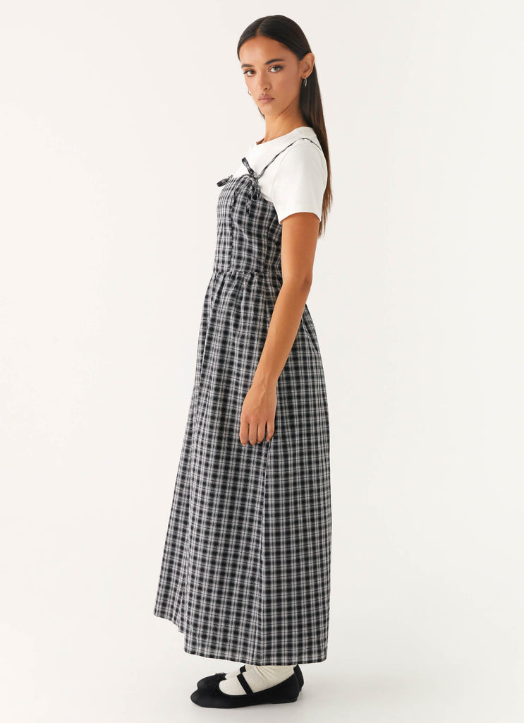 Ramsey Midi Dress - White Black Check