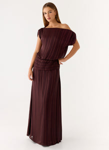 Rexi One Shoulder Maxi Dress - Aubergine Gleam