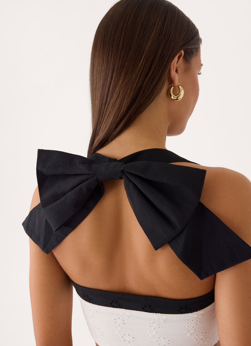 Ribbon Theory Halter Top - Ivory/Black