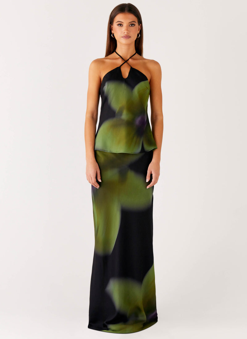 Rosetta Maxi Skirt - Lime Flower