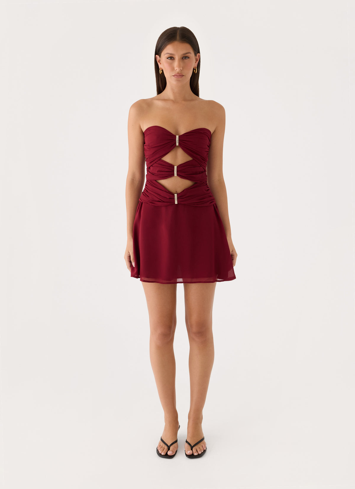 Rossie Strapless Mini Dress - Burgundy