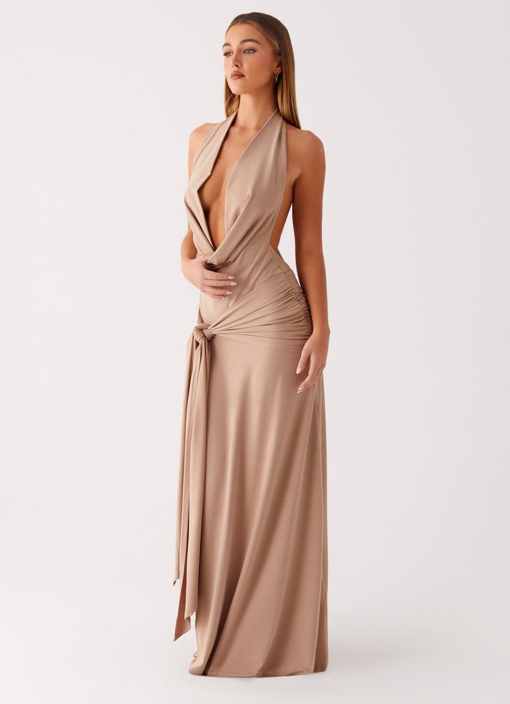 Rowan Ray Cowl Maxi Dress - Light Taupe