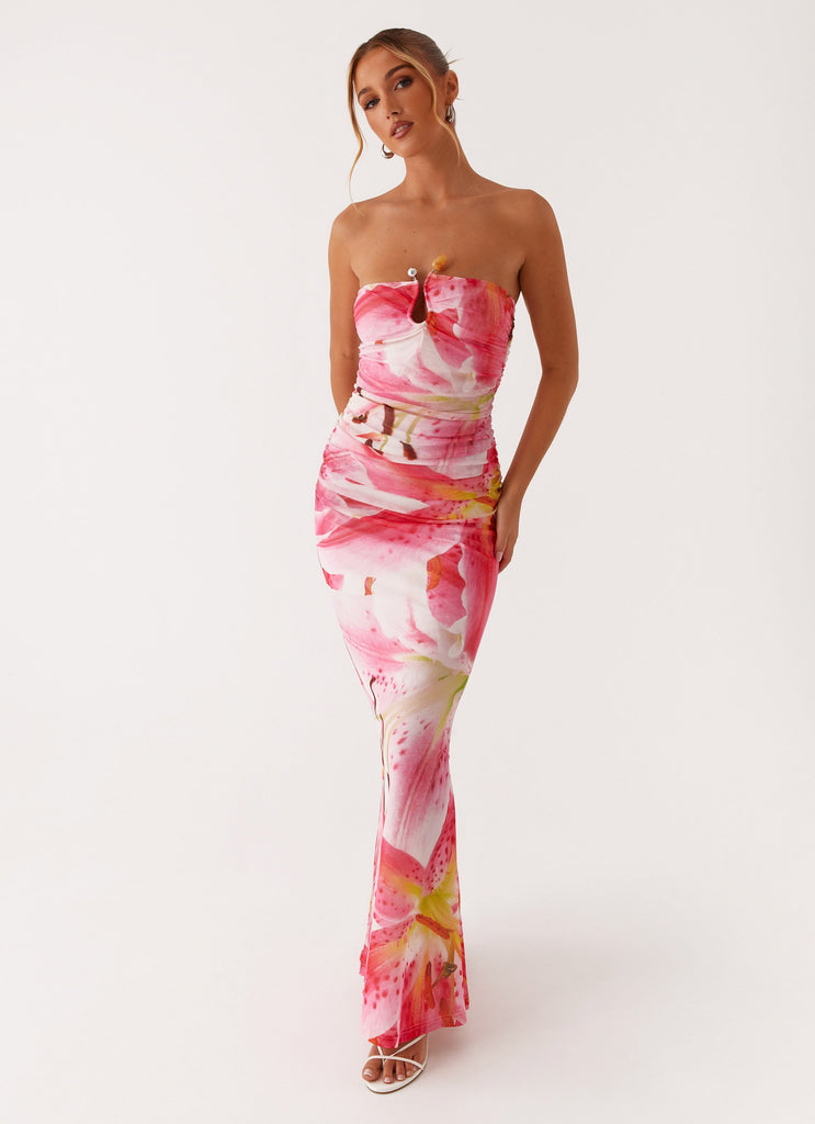 Rudy Maxi Dress - White Pink Lilly