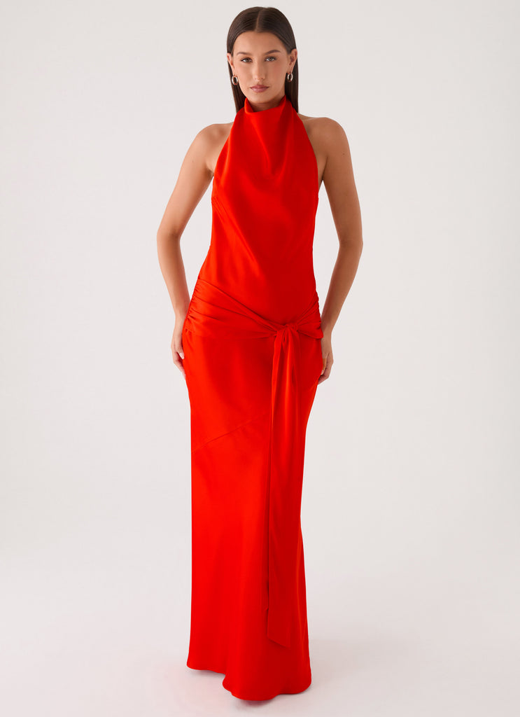 Rumina Sash Maxi Dress - Tangerine
