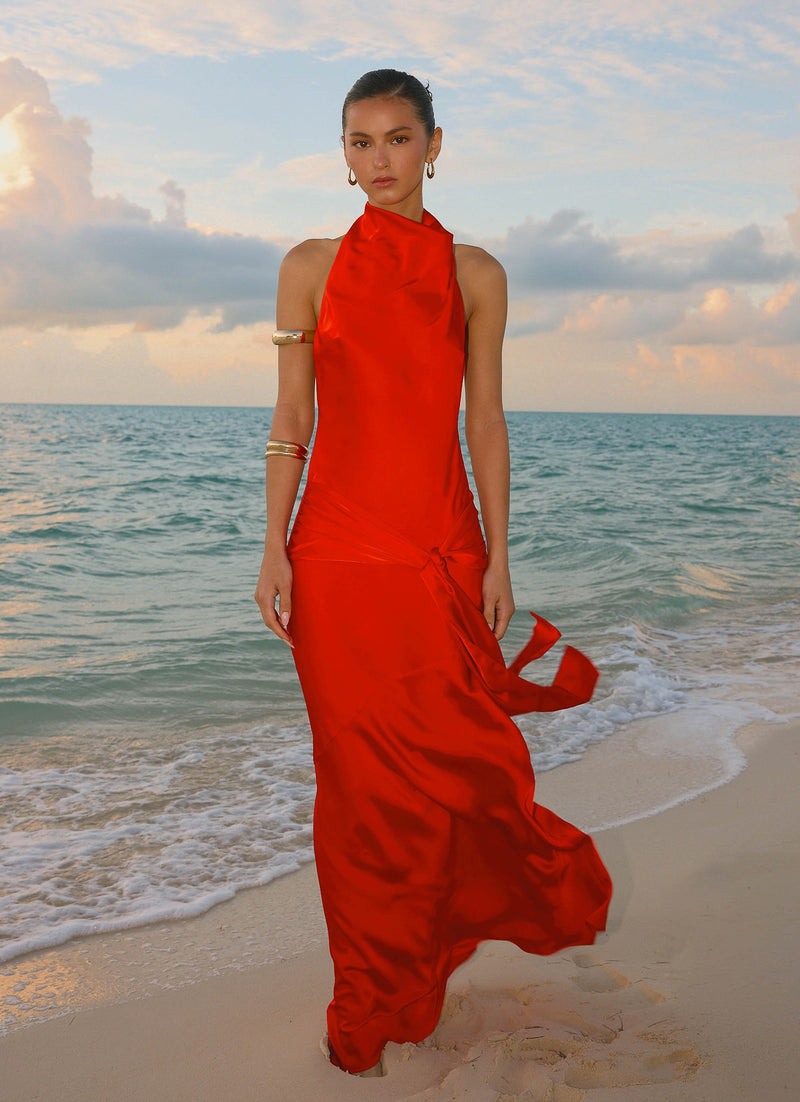 Rumina Sash Maxi Dress - Tangerine