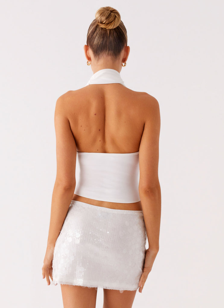 Salihah Sequin Shell Mini Skirt - White