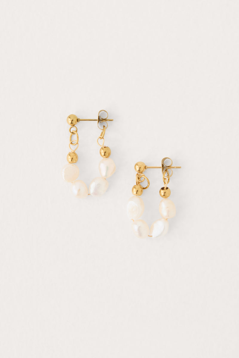 Saltwater Hoop Earrings - Gold/Pearl