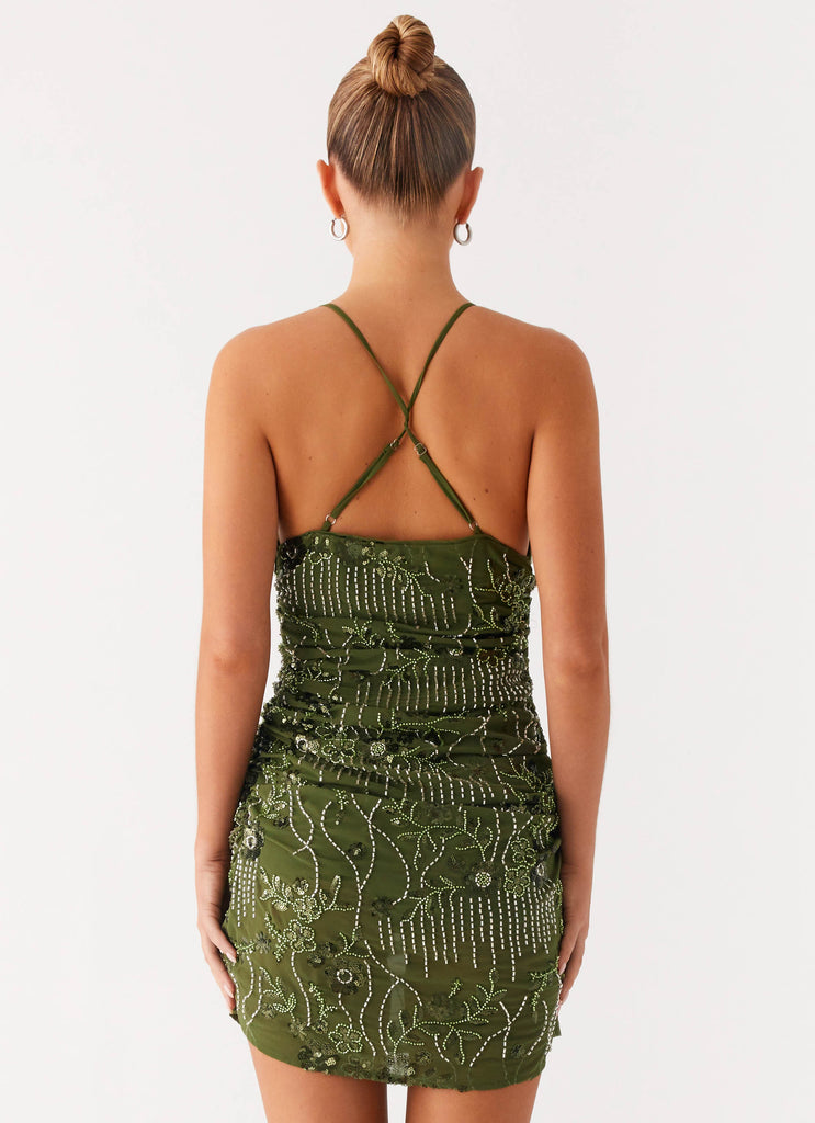 Seona Beaded Dress - Khaki