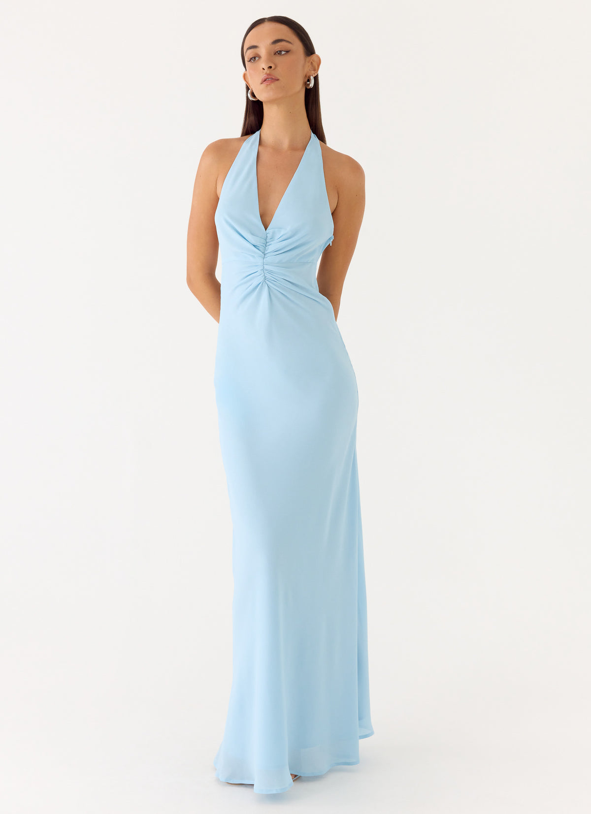 Sharpay Halter Maxi Dress - Pale Blue