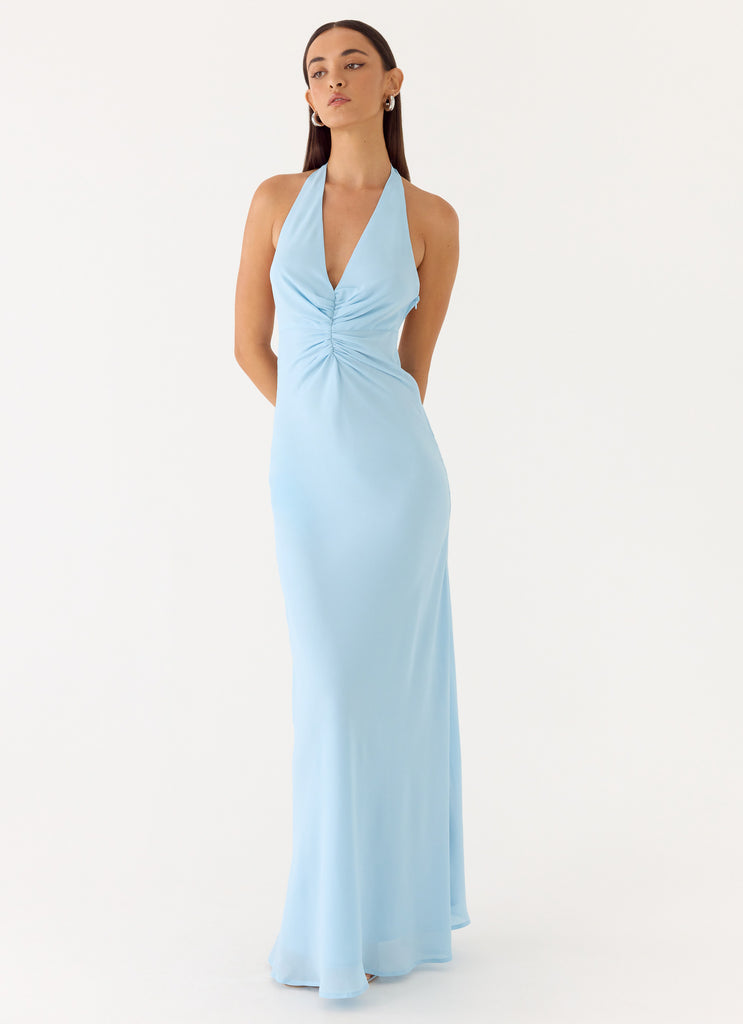 Sharpay Halter Maxi Dress - Pale Blue