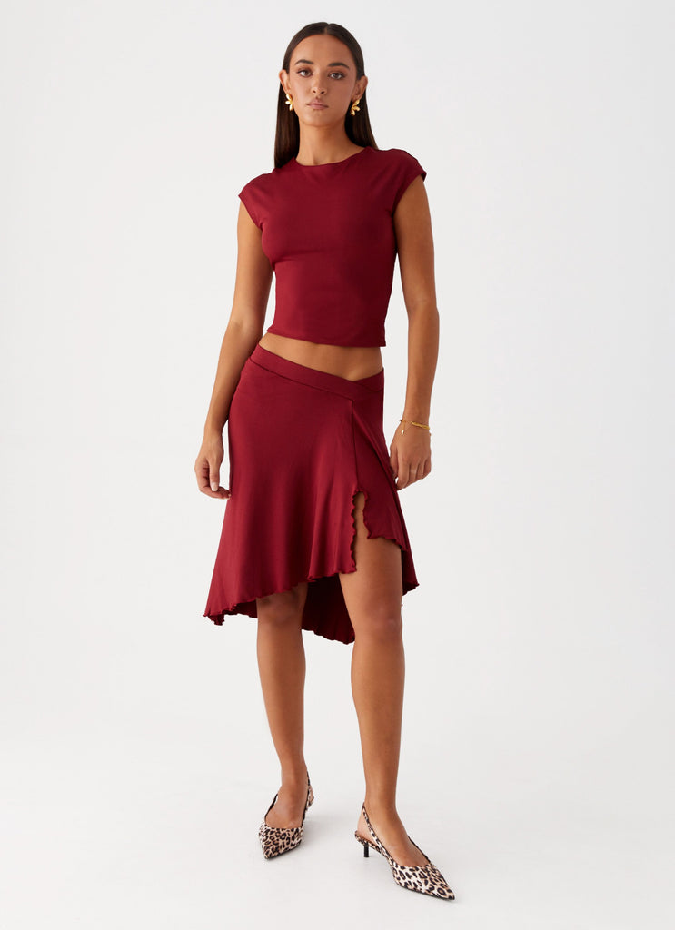 She s A Lady Midi Skirt Red