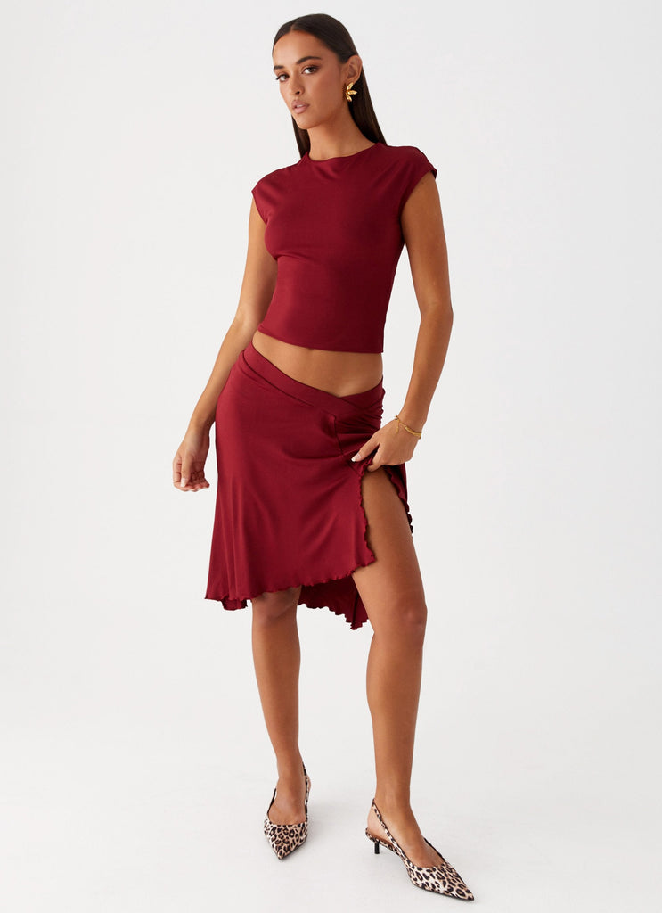 Shes A Lady Midi Skirt Red – Peppermayo1