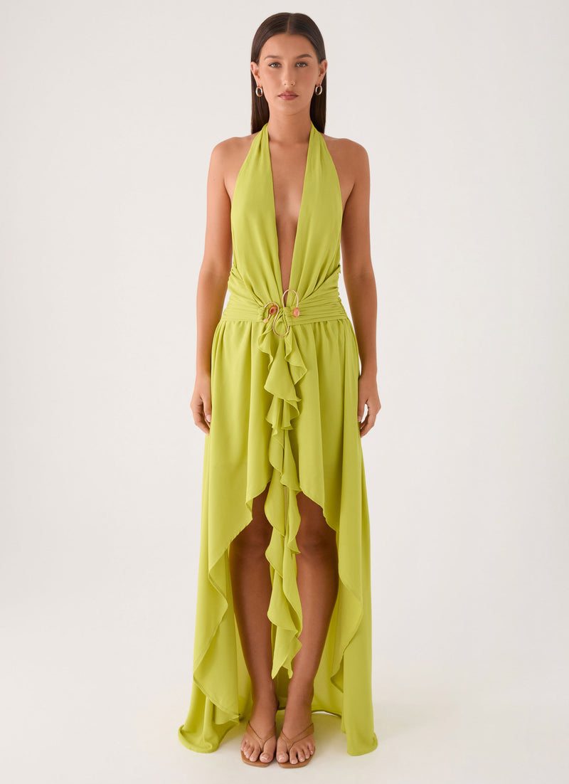 Sinead Halter Maxi Dress - Lime