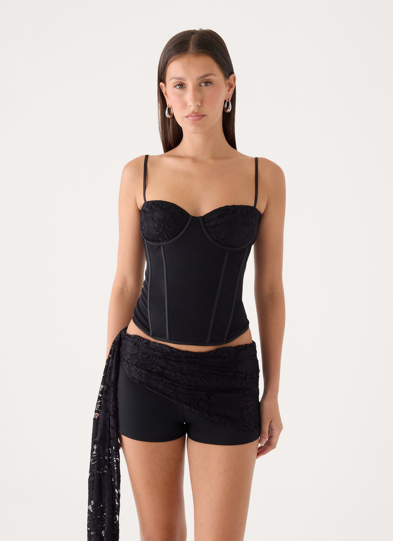 Sofiya Mesh Corset - Black