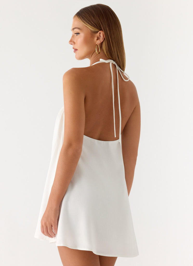 Soft Breeze Linen Mini Dress - White