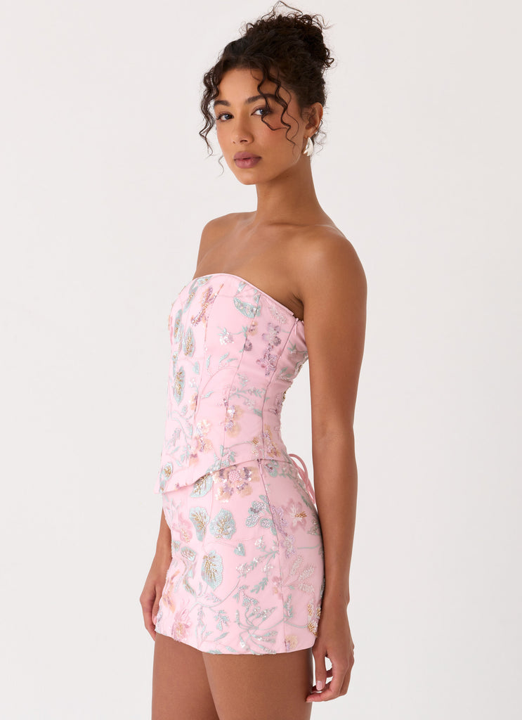 Solaire Strapless Corset Top - Pink