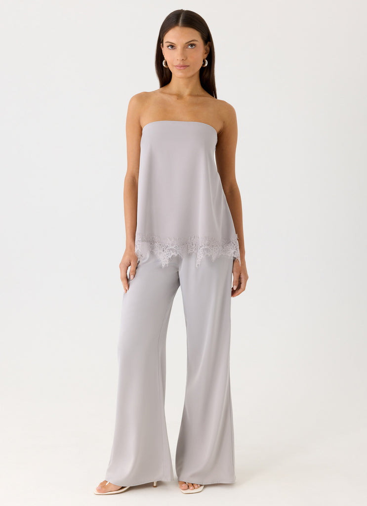 Sorena Low Rise Flared Pants - Misty Blue