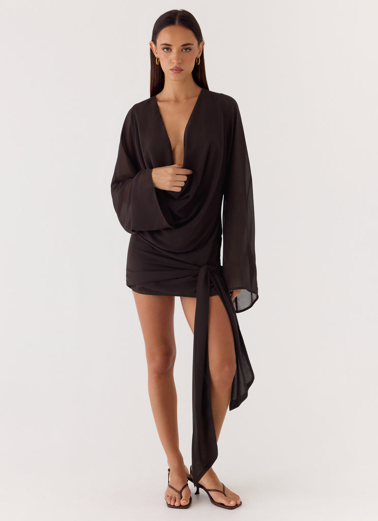 Sorrel Long Sleeve Mini Dress - Chocolate