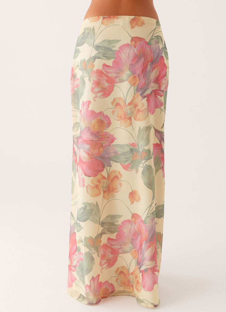 Soulful Low Rise Maxi Skirt - Yellow Peony