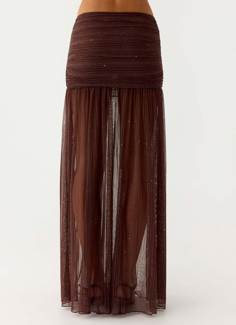 Sparkling Night Maxi Skirt - Chocolate