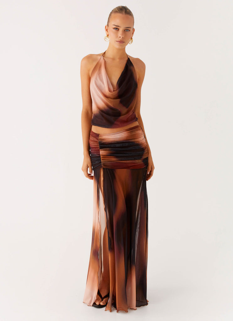 Stargazer Mesh Maxi Skirt - Black Gradient