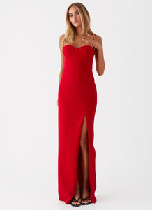 Womens Stefanie Maxi Dress in the colour Red in front of a light grey background