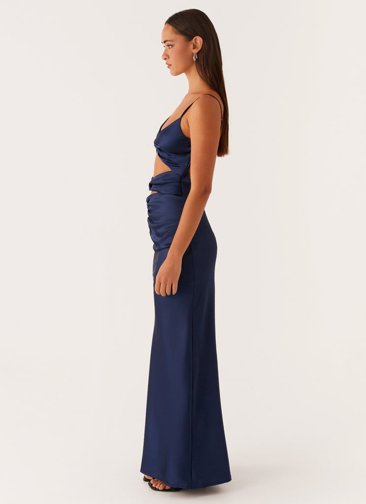 Stormie Satin Maxi Dress - Navy