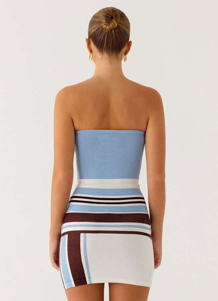 Straight Lines Mini Dress - Blue Stripe