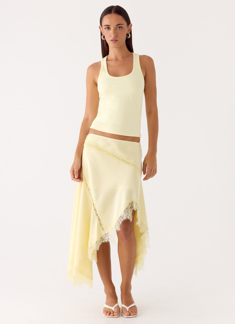 Suay Asymmetrical Midi Skirt - Yellow