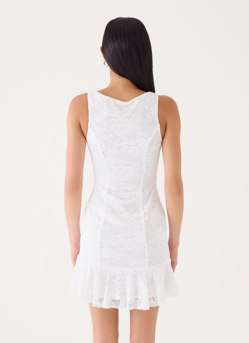 Sweet Verona Lace Mini Dress - White