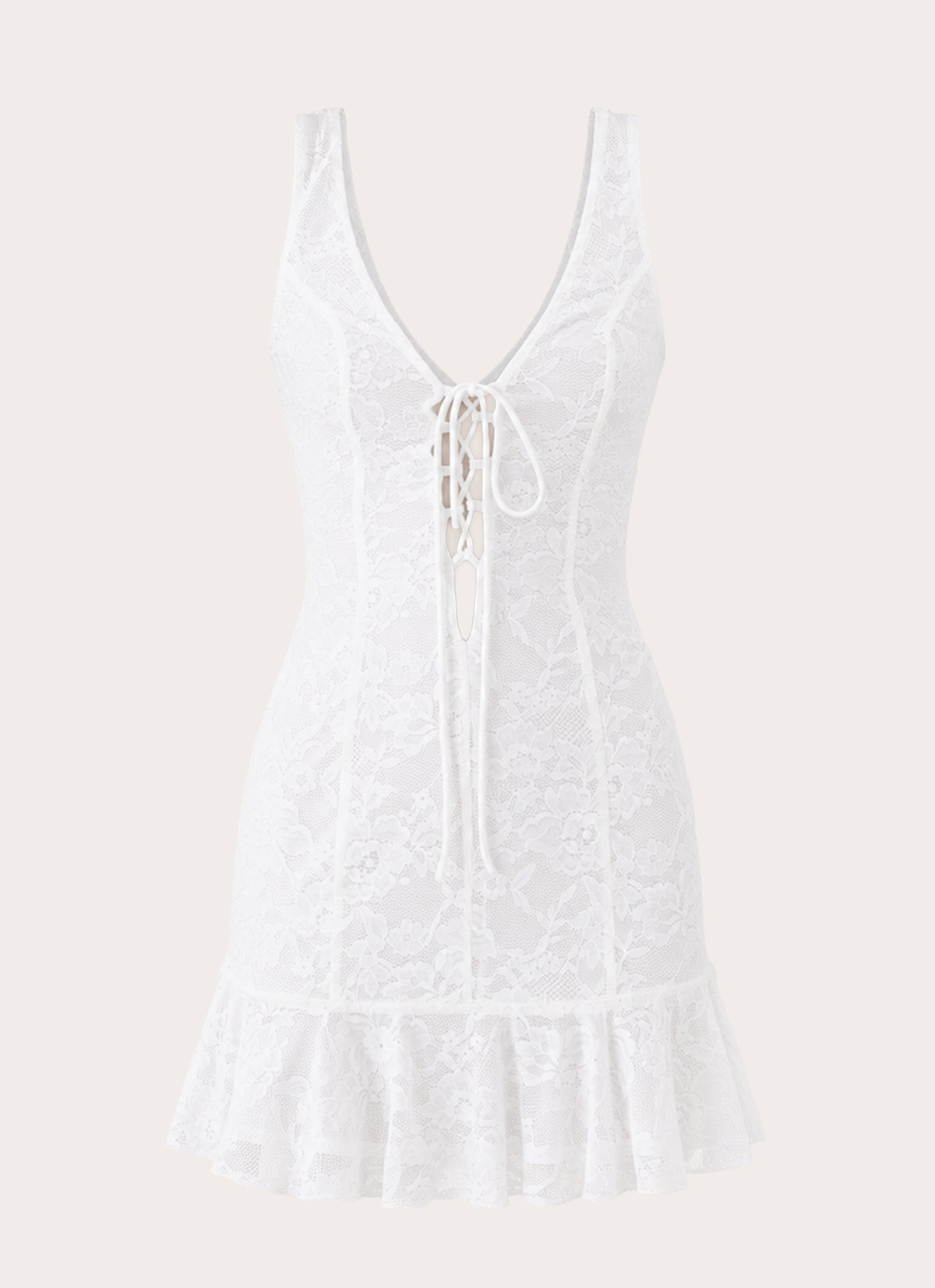 Sweet Verona Lace Mini Dress - White
