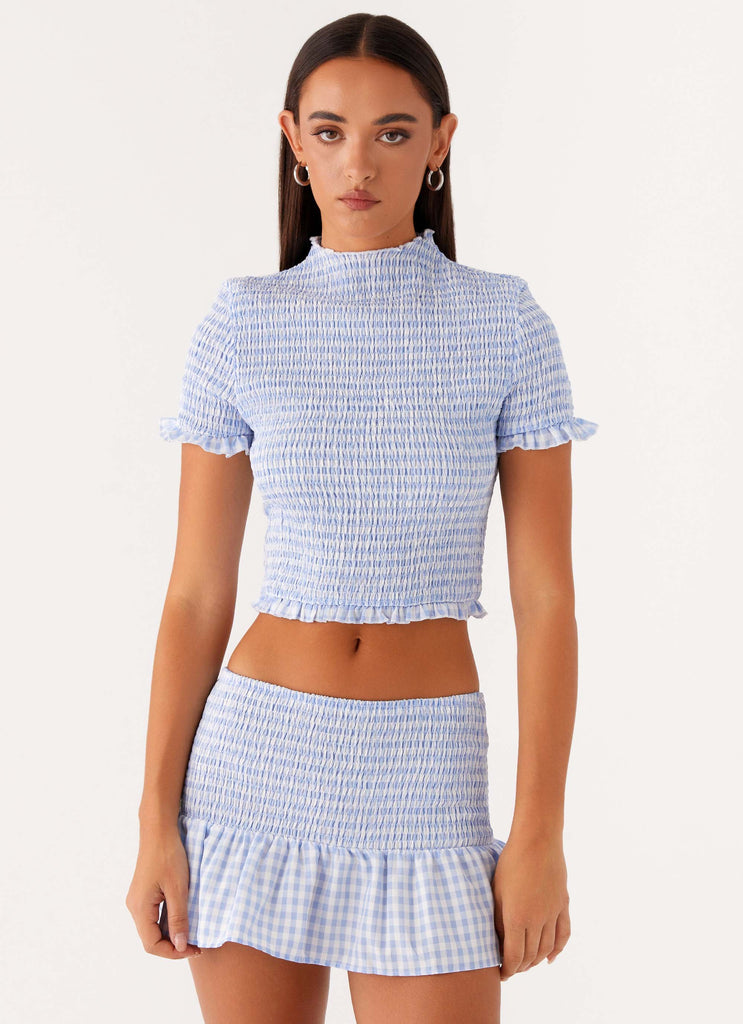 Sweetest Pie Mini Skirt - Baby Blue Gingham