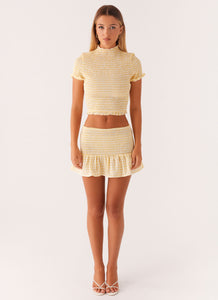 Sweetest Pie Mini Skirt - Yellow Gingham