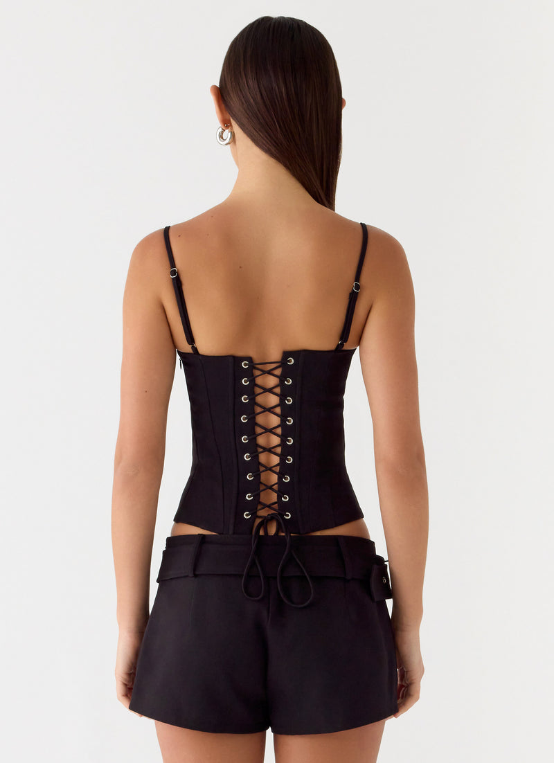 Tayana Corset Top - Black
