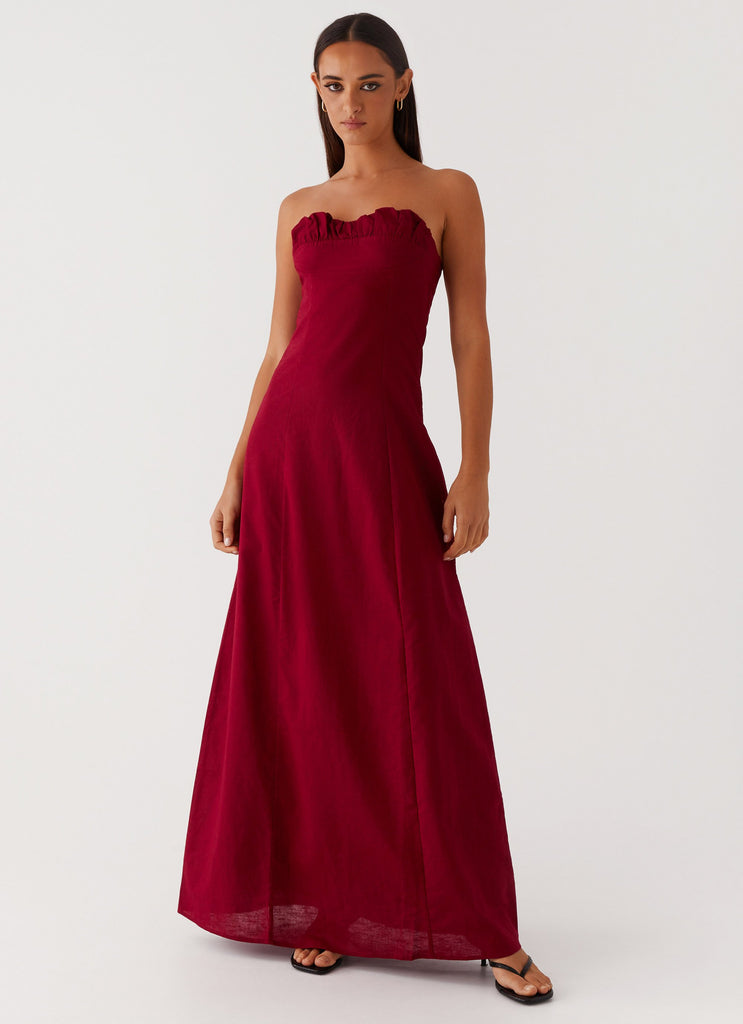 Tayla Linen Maxi Dress - Red