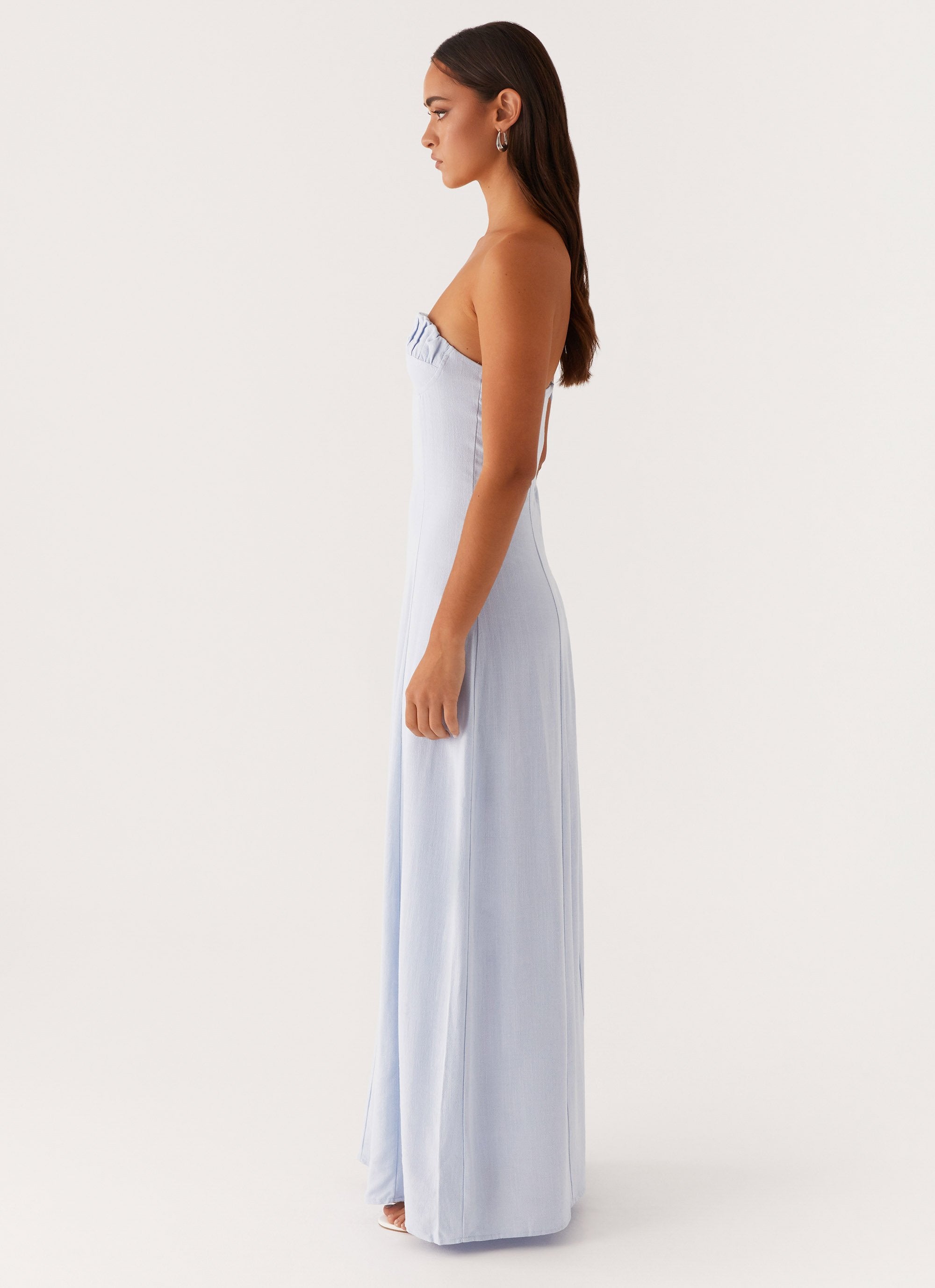 Tayla Linen Maxi Dress - Blue – Peppermayo