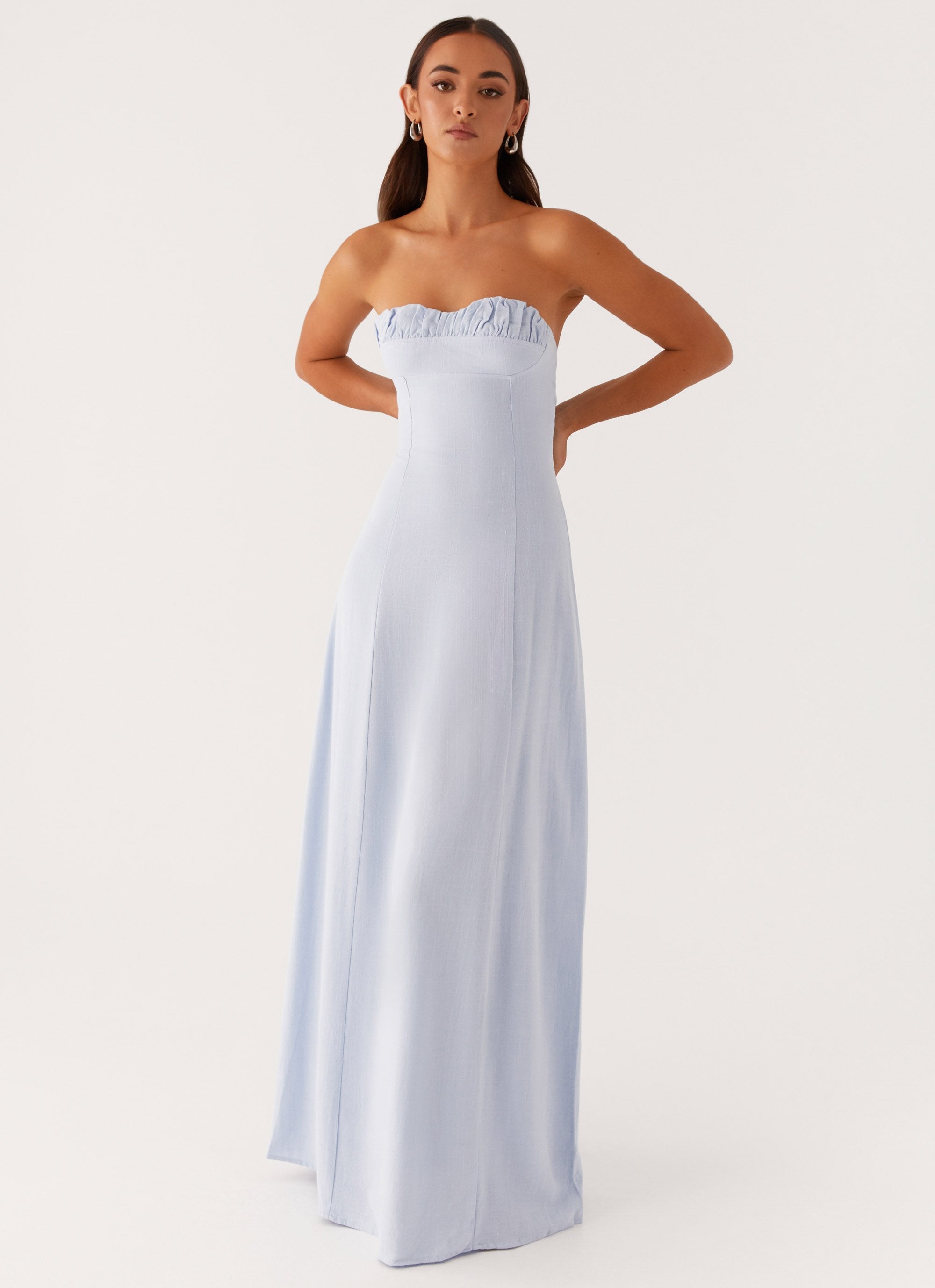 Tayla Linen Maxi Dress - Blue – Peppermayo